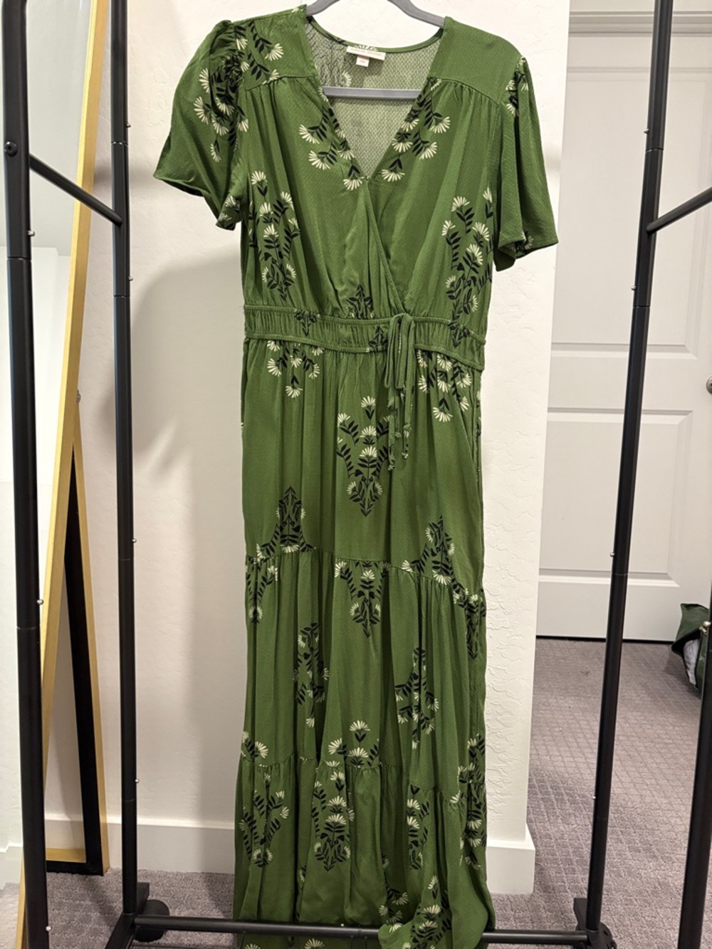 Knox Rose Green Floral Tiered Maxi Dress